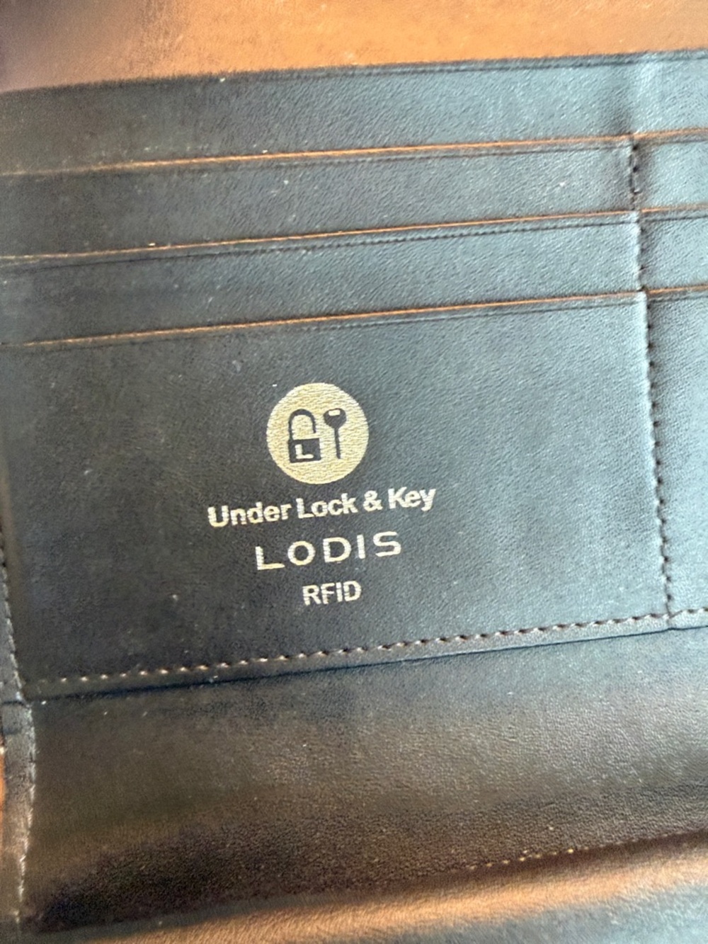 Lodis Black Pebbled Leather Zip Wallet with Gold Hardware - Picture 7 of 7
